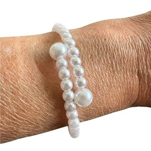 Faux White Pearl Stretch Bracelet